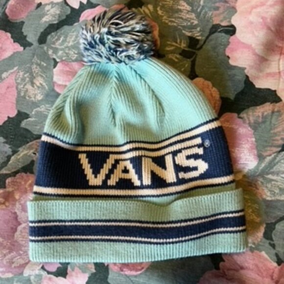 Vans Pom-Pom Beanie - Mint Green & Turquoise - Picture 1 of 2